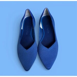 Rothy's Deep Blue Pointed Toe Flats Size 8 Knit Ballet Shoes Excellent Condition